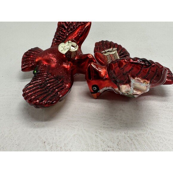 2 Old World Christmas 2006 Red  Cardinal Glass Ornaments Christmas Flying - Picture 11 of 15